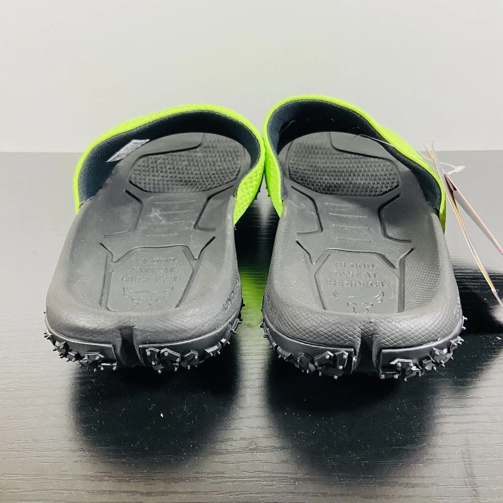 Mens Under Armour Project Rock‎ Green Slides Strap Sandals 3025237 Size 9
